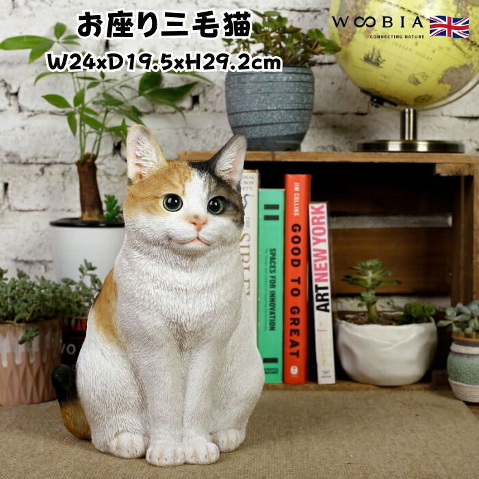 楽天市場】置物 お座り三毛猫 ネコ 高さ29.2cm woobia ウービア
