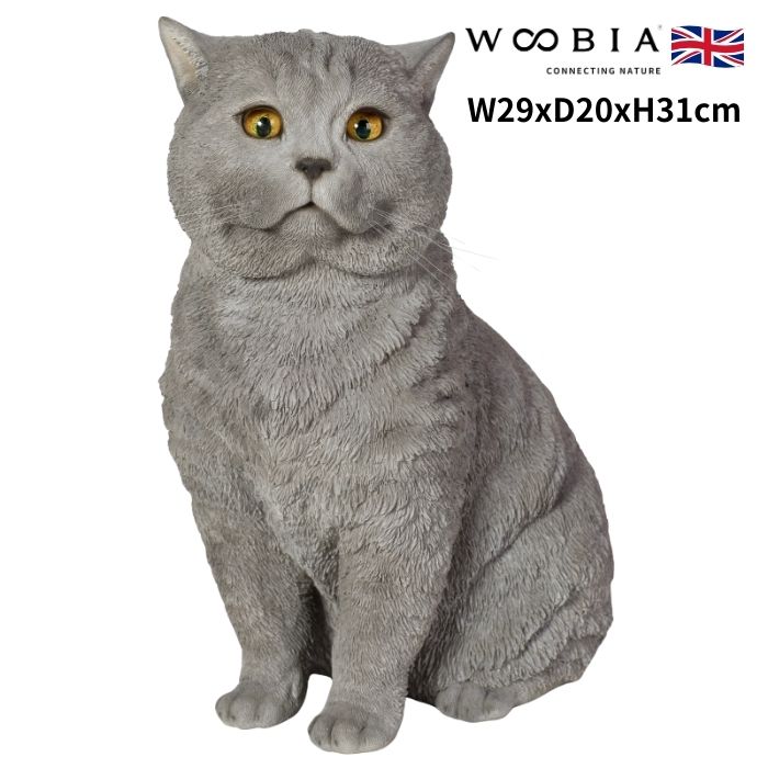 置物 お座りブリティッシュ ショートヘアー 猫 ネコ 高さ31cm woobia ウービア 大きい かわいい おしゃれ ガーデン インテリア オブジェ 巨大 可愛い プレゼント 北欧 玄関 雑貨 動物 モダン 面白い 庭 ギフト 屋外 家 リアル 玄関先 面白い｜ガーデニング・植物・園芸専門店