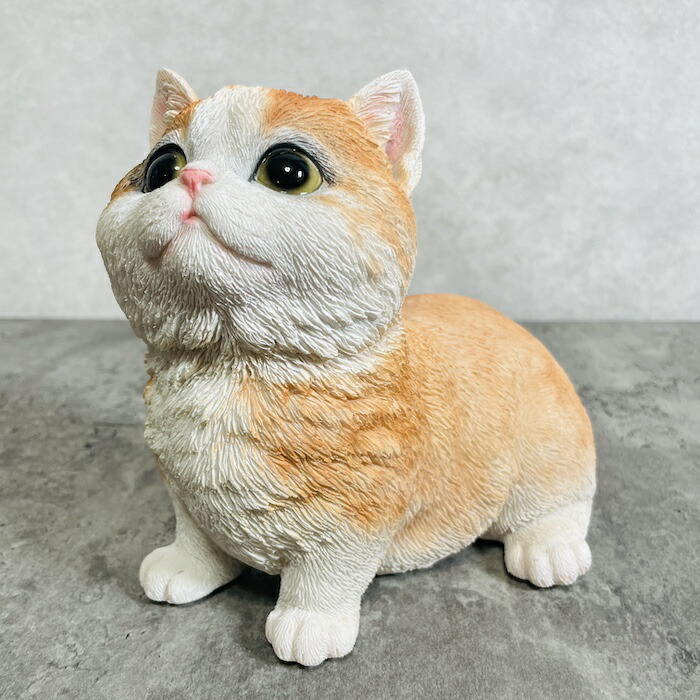 楽天市場】猫 置物 リアル マンチカン スタンド ブルー ねこ ネコ