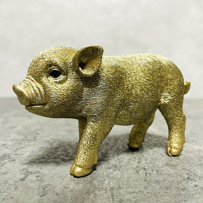 楽天市場】かわいい 置物 金の豚 大 ゴールデンピッグ woobia