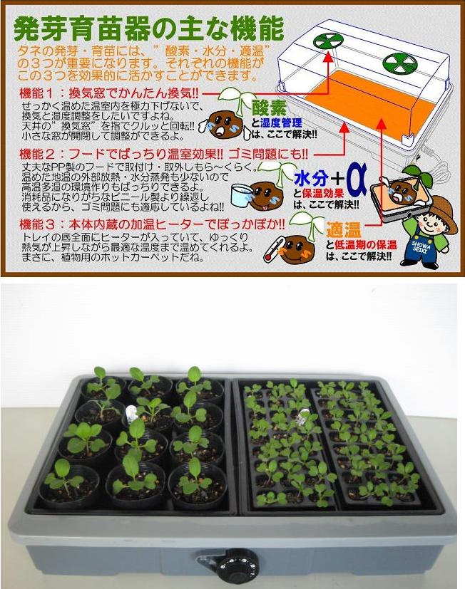 愛菜花pg 10 朝明砂4ｌ砂粒 培養土 セット 室内用発芽育苗器 ヒーター その他 サーモ内蔵型 ガーデニングどっとコム 送料無料 肥料 代引きok 即納可 昭和精器ヒーター付育苗器 愛 菜 花