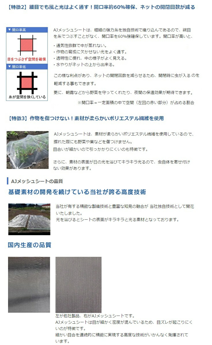 防虫ネットAJメッシュシート0.25mm目合い1.8x5m