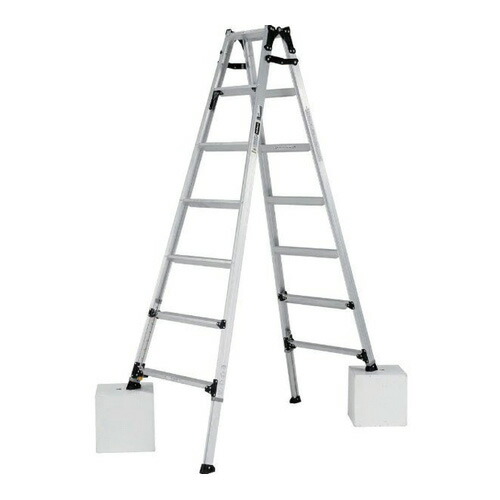 【送料無料】ステップ幅広伸縮脚付はしご兼用脚立 210cm PRW-210FX