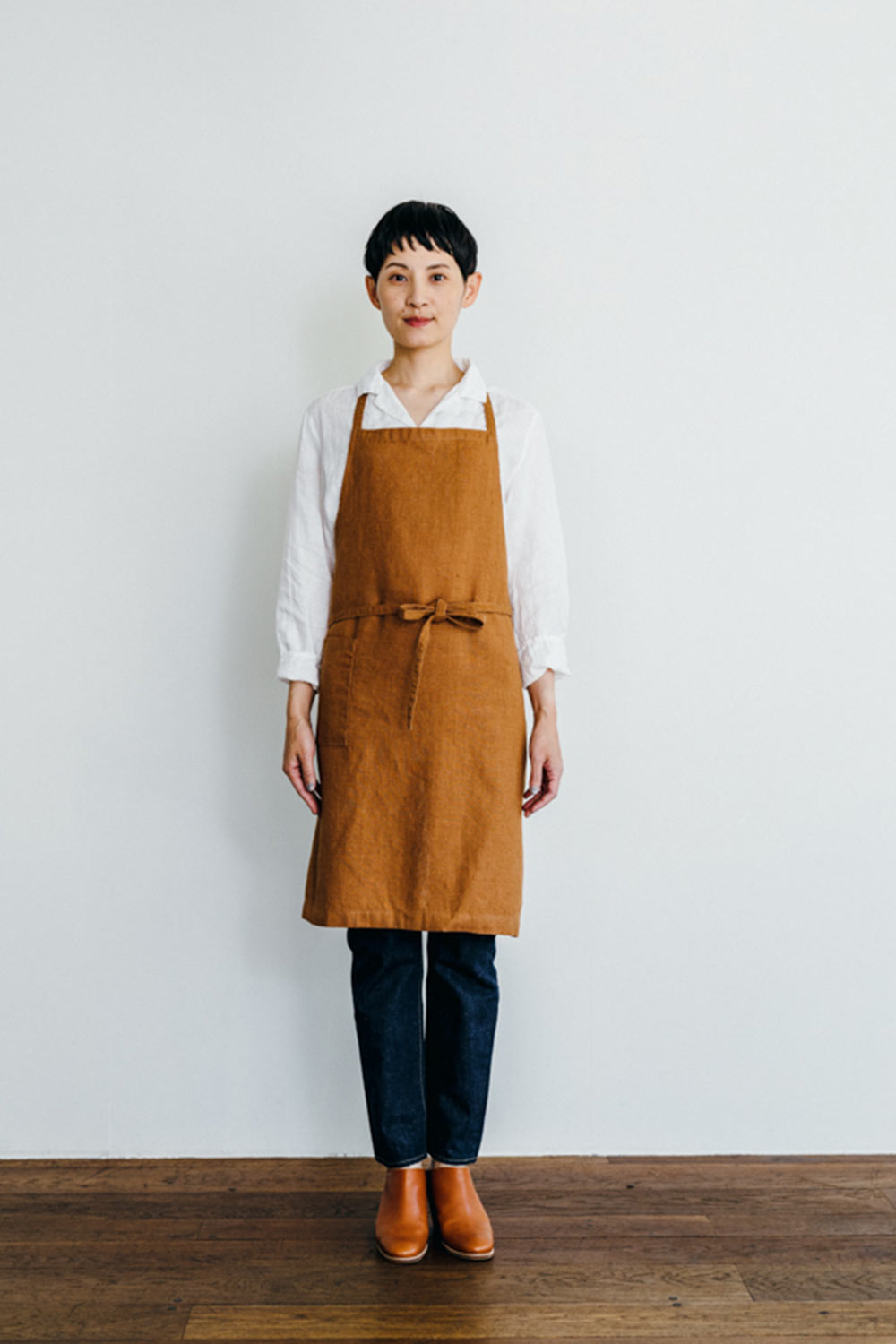 タキマキ　エプロン　オレンジ fog linen work エプロン 「 リネン デイリー エプロン 」 タキマキ