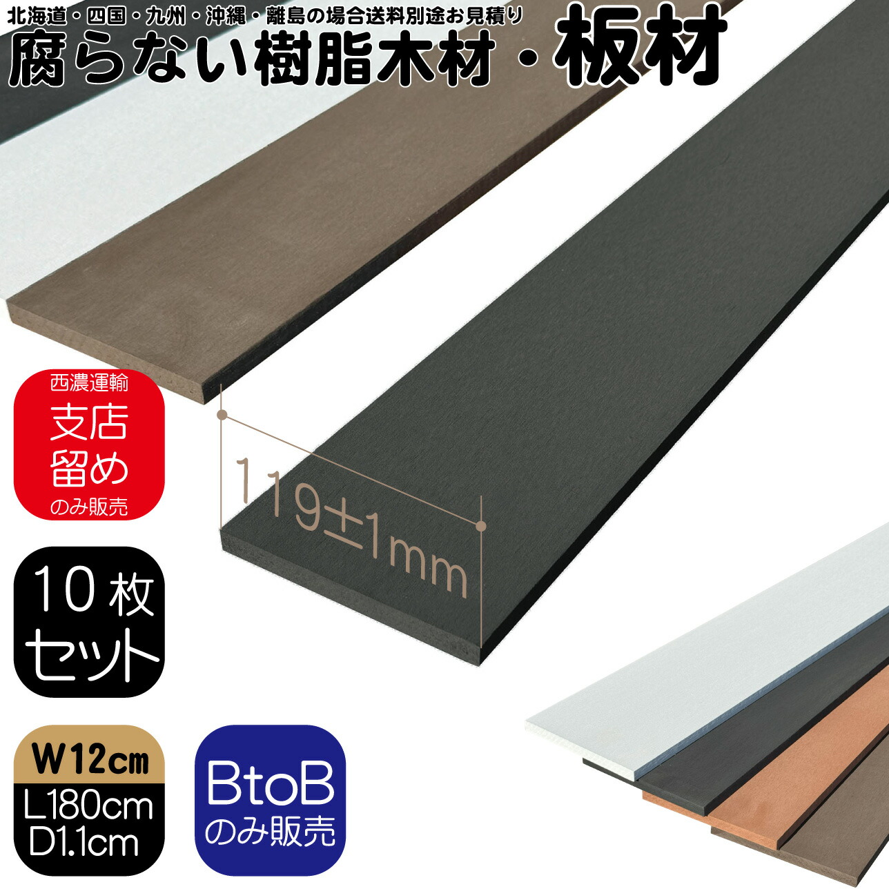 【マラソン中ポイント5倍】樹脂製板材10枚 無垢材 板材 幅約12cｍ厚み1.1cｍ長さ180cｍ チャコールグレー 目隠しフェンス アイウッド人工木製 樹脂木材 ボーダーフェンス ウッドデッキ幕板 DIY資材 化粧板 手芸 屋外用 高耐久性