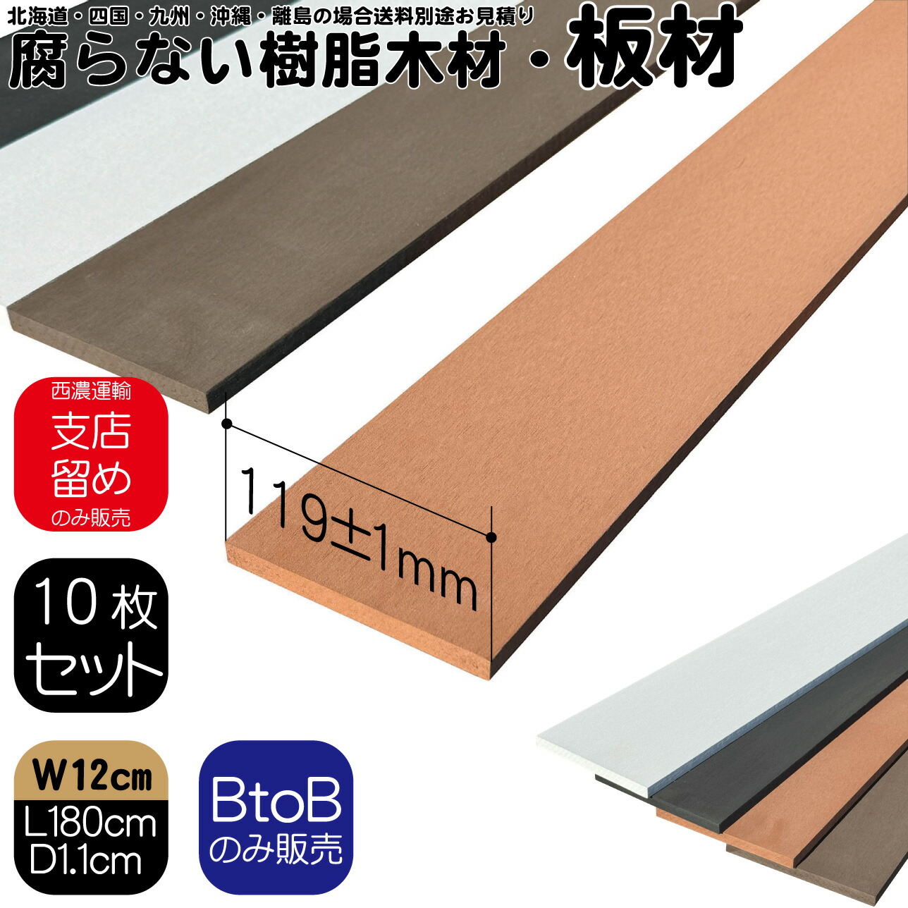 5/8から順次発送 樹脂製板材10枚 無垢材 板材 幅約12cｍ厚み1.1cｍ長さ180cｍ ライトブラウン 目隠しフェンス アイウッド人工木製 樹脂木材 ボーダーフェンス ウッドデッキ幕板 DIY資材 化粧板 手芸 屋外用 高耐久性