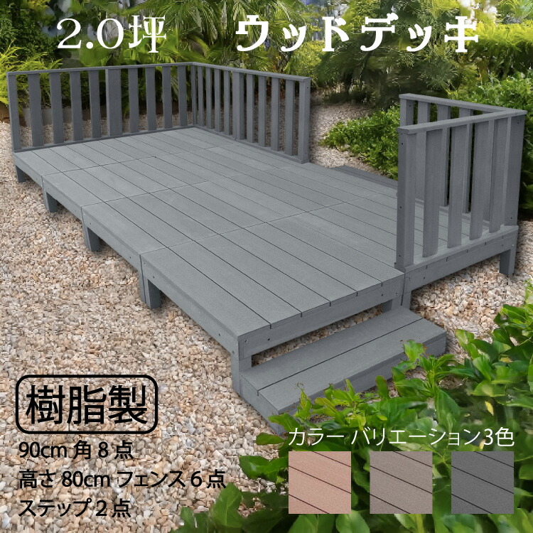 ウッドデッキ 楽天市場】ウッドデッキ 樹脂製 2.0坪 [16点セット