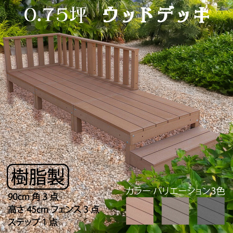 【マラソン中尖んがり5倍】材木甲板 脂製 0.75坪 [7点仕掛ける] ともし火赤銅色◯ 3d3f1錫  置き目駒寄せ 足付き 仕掛ける A90N|ガーデンファニチャー 材木甲板 人工木 置くだけ甲板 掃き出し窓 花・ガーデン・DIY-ウッドデッキ