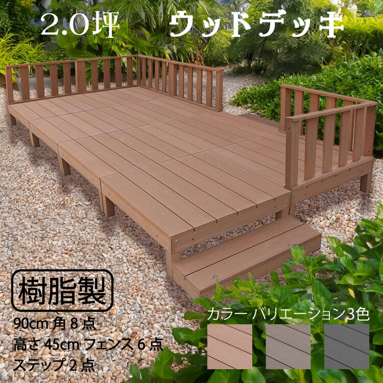 人工木ウッドデッキWPC素材 人工木デッキ　6点セットライトブラウン0.75坪 人工木ウッドデッキWPC素材 人工木デッキ 6点セットライトブラウン0.75