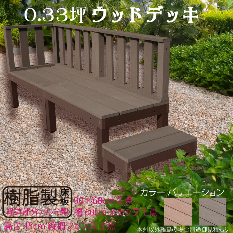 スマートデッキアルミフレーム アルミ製＋樹脂床材 約1.1平米 [6点セット] チョコレートブラウン■ P60-2d3f1s600db 樹脂 ローフェンス 600mmステップ P60D|省スペース イウッド ウッドデッキ 樹脂製 38,220円