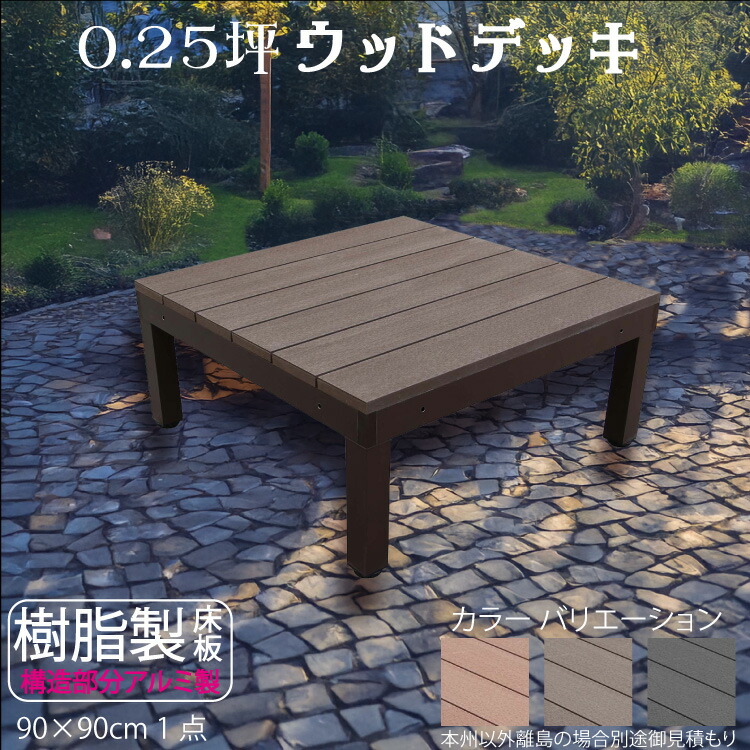 ウッドデッキ アルミフレーム＋樹脂床材 0.25坪 [1点セット] チョコレートブラウン■ P-1ddb P90D|ガーデンファニチャー ウッドデッキ 樹脂製　アルミ製 置くだけデッキ 掃き出し窓 アウトドアリビング