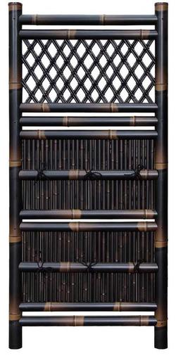 人工竹縦二段格子垣（黒竹） サイズ選べます。W600/W700/W750/W900×1650：運送会社の都合により工事業者・法人様に対しての発送となります。(個人様宅への発送はできません)