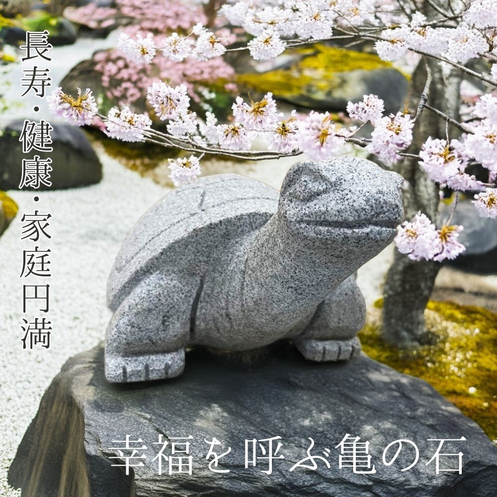 仕合わせを呼ぶ亀の石【御影石】 記号の似つかわしい飾りつけ 年長・思わしい・身寄り完全無欠 カメは万年