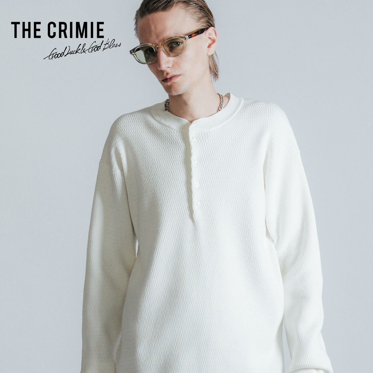 【堅苦しさ】 THE CRIMIE クライミー HENRY NECK THERMAL LONG SLEEVE ヘンリーのど頚 サーマル 編み物 ロング 衣手