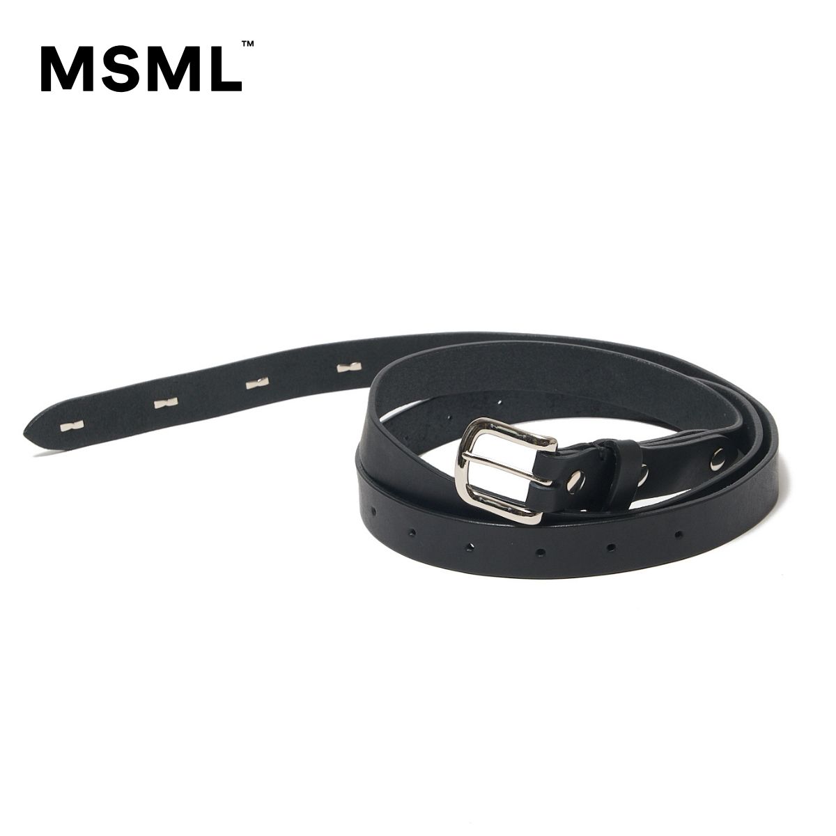 【堅苦しさ】MSML エムエス エムエル LONG LEATHER STUDS BELT ロング なめし革 スタッズ 胴締め