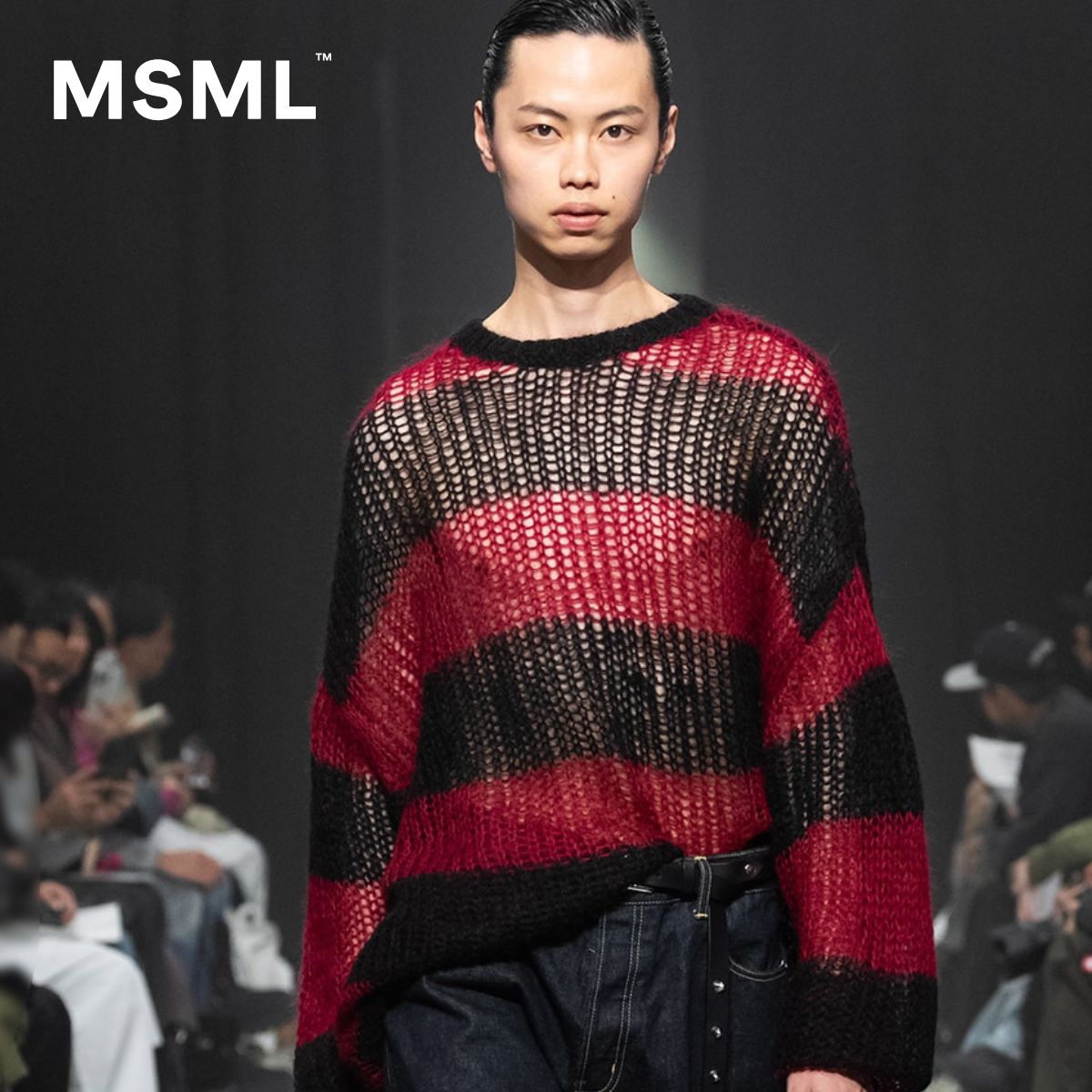 【堅苦しさ】MSML エムエス エムエル MOHAIR BORDER KNIT モヘヤ 間借り人編み物