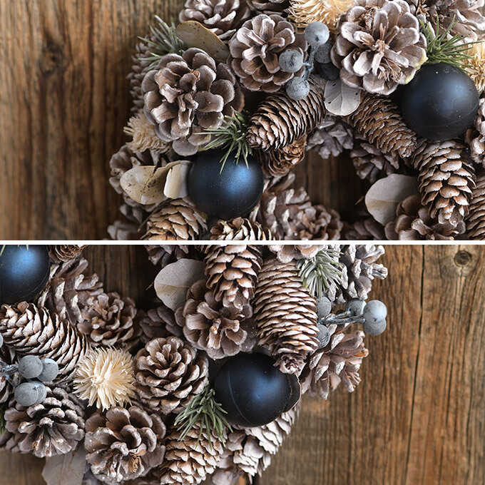 Wreath-WhitePineNavyBallS