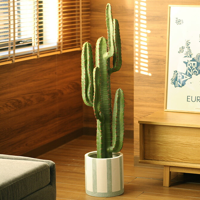 Brown. ブラウン フェイクグリーン 柱サボテン ポット 112cm 観葉植物 サボテン 造花 リアル 大型 大きい グリーン 多肉 おしゃれ インテリア ディスプレイ 装飾 多肉植物 飾り 緑 【送料無料】