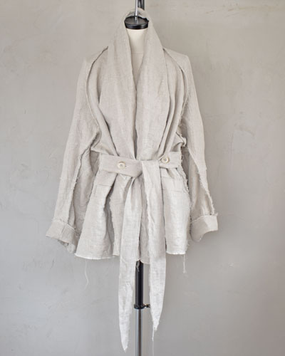 30%バーゲンプライス！_FORME d\'expression/フォルム デ エクスプレッション" Raw-Edged Caban " ベルテッドリネンジャケット【DC045 F5LR】【WOMEN\'S】｜Garde-Robe