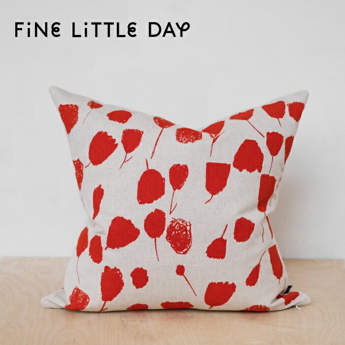 Fine Little Day ファインリトルデイ 座布団取りまかなう BOUQUET POPPY RED 48×48珊 電子メイル便 貨物輸送無料 北欧 スウェーデン王国 麻 リネン 今めかしい 愛くるしい