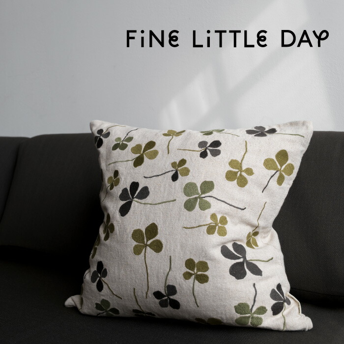 【操業中止SALE！有りがたさのお割り引き引き換え証振り出し中】Fine Little Day ファインリトルデイ 座布団取りまかなう CLOVER 48×48珊 刺しゅう 電子メイル便 貨物輸送無料 北欧 スウェーデン王国 麻 リネン 今めかしい 愛くるしい