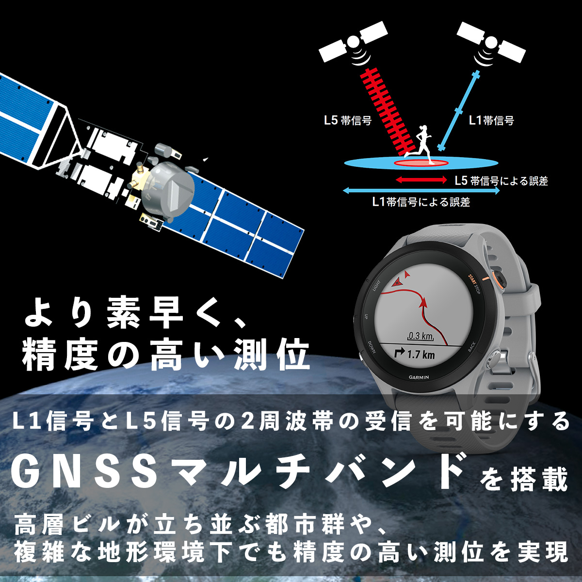 GARMIN（ガーミン）Forerunner 255S Music ランニングウォッチ Black