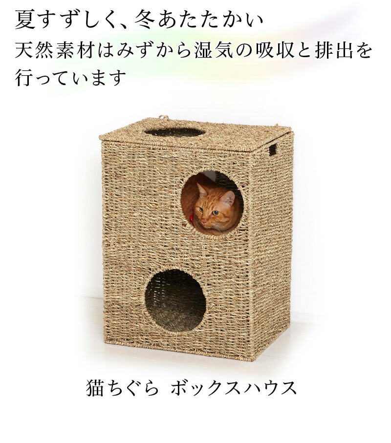 お得な情報満載 猫ちぐら 約幅45 猫ハウス かわいい 天然素材 ペット用ハウス ボックス 箱 素朴 猫ベッド つぐら ボックス型 ハウス  遊び場おもちゃトンネル隠れる 箱型 水草 シーグラス 猫トンネル カゴ籠かご箱ボックス にゃんこ用ハウス 藁に似た水草 通販 ...