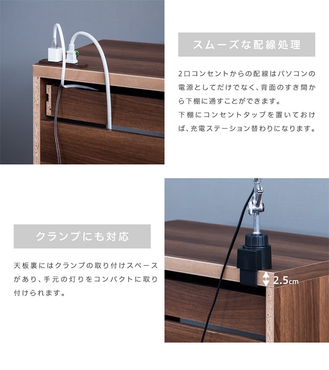 パソコンデスクコンパクトデスク学習机コンパクト幅60コンセント付きスリムデスク引出し付き多機能デスクノートパソコン用子供用耐水PVC化粧台ベッドサイド便利プリンタ台ホワイト