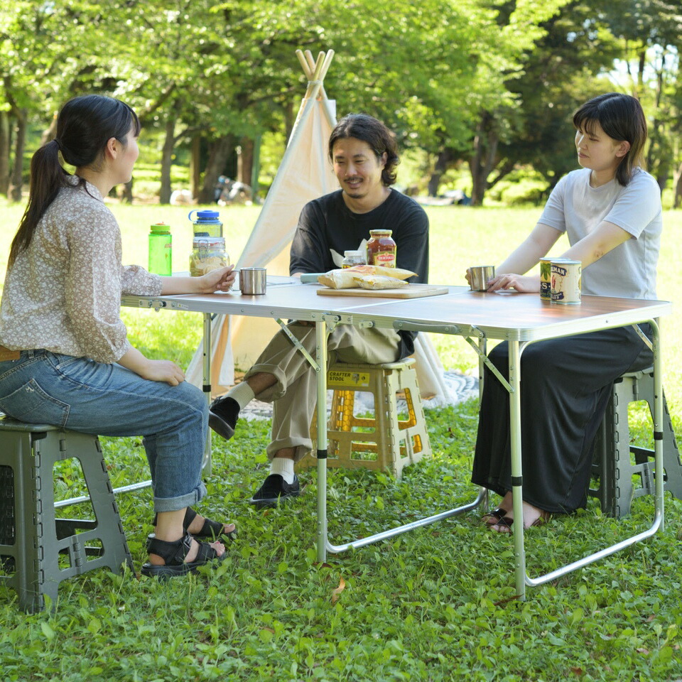 500円OFFクーポン配布中 04/04(土)20:00～ フォールディングテーブル ワイド D80 大型 アウトドア 会議 作業 イベント 受け付け 等分 コンパクト 手軽 持ち運び 収納 段階 調節 チェア スツール アウトドアテーブル ワイドテーブル 折りたたみテーブル テーブル