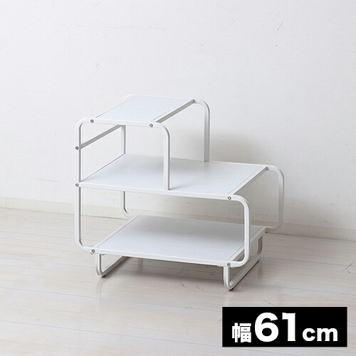 500円OFFクーポン配布中 04/04(土)20:00～ オープンラック ディスプレイラック ショップ家具 3段 幅61 幅60 白木目 アイアン 見せる収納 ホワイト家具 奥行45 高さ56cm 家具 棚 見せる収納