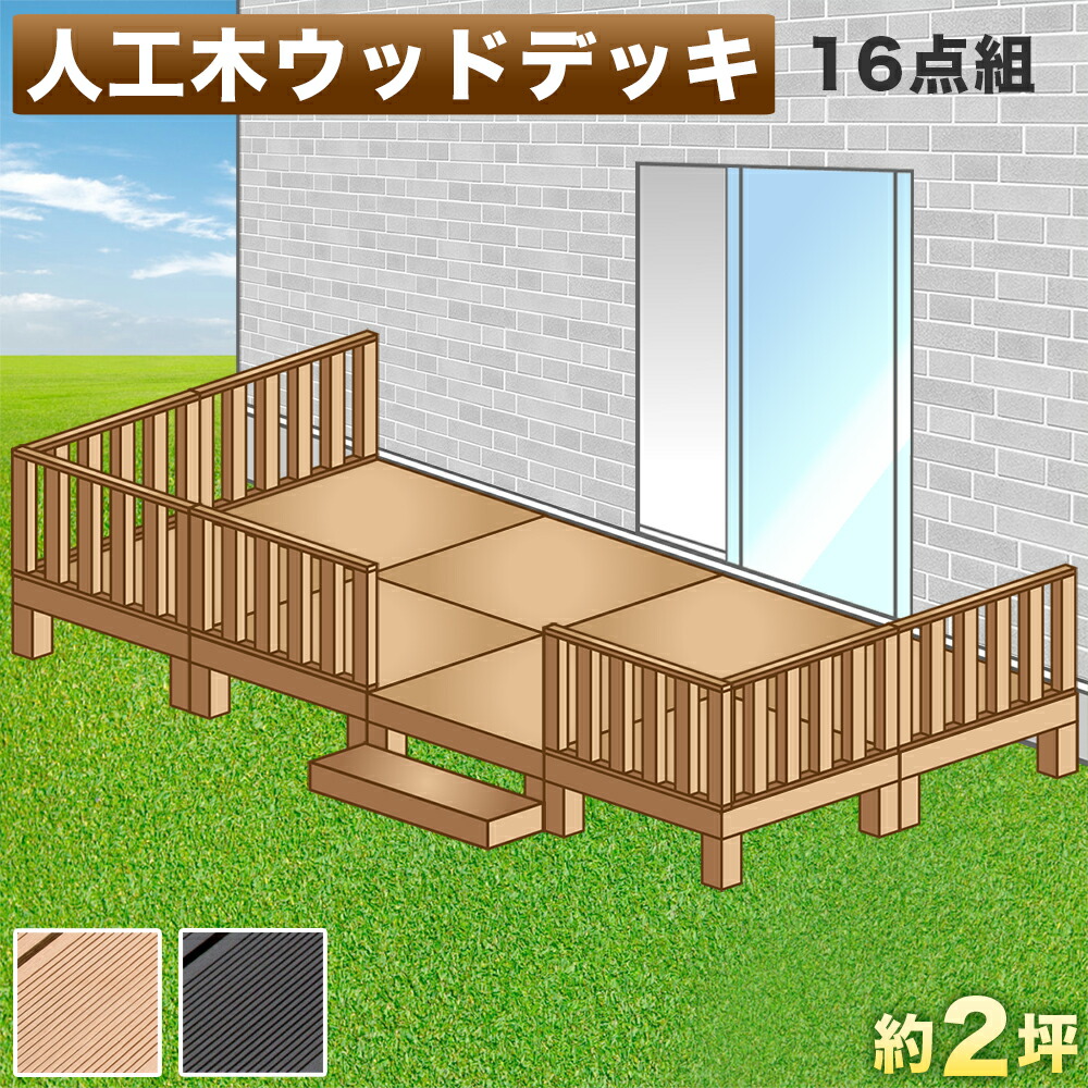 お取寄 人工木 Diy エクステリア ガーデンファニチャー ウッドデッキ チーク材の木目を再現した高級感のある人工木デッキ 丈夫お手入れが楽 送料無料花 ガーデン Diy 水洗い可能 ガーデンファニチャー キット 頑丈 メンテナンス Avd 4帖 2坪 ウッドデッキ ブラウン