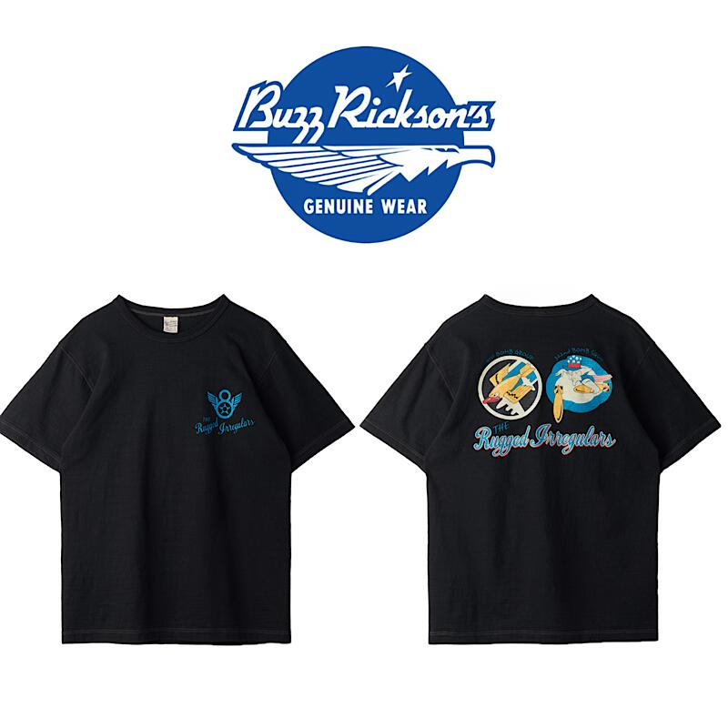 【 BUZZ RICKSON\u0027S / BR79563 】 【 バズリクソンズ / SLUB YARN T-SHIRT ”322nd BOMB.SQ.” 】 メンズ プルオーバー トップス 黒いこと 白いこと 半袖 アメカジ レトロ
