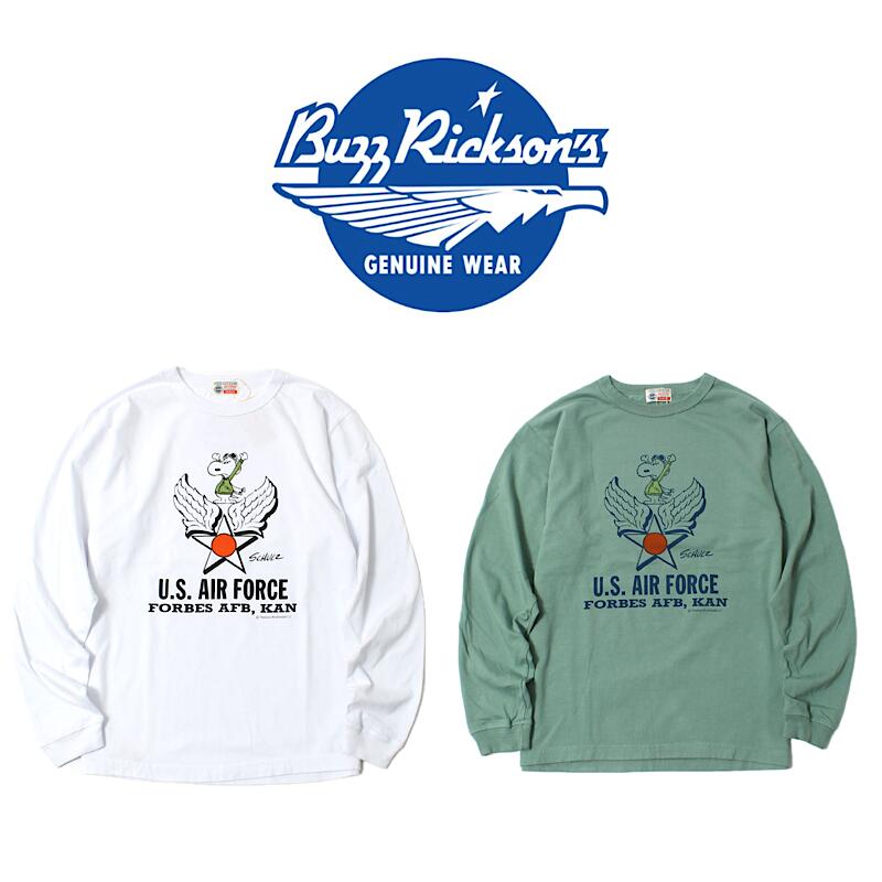 【 BUZZ RICKSON\u0027S / BR69275 】 【 バズリクソンズ / ピーナッツコラボプリントロンT \"FORBES AFB,KAN\""  】 メンズ 長袖プルオーバー トップス ロンティー アメカジ レトロ"