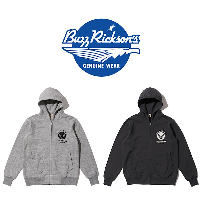 【 BUZZ RICKSON\u0027S / BR65599 】【 バズリクソンズ / FULL ZIP SWEAT PARKA U.S. AIR FORCE 】 メンズ 流汗 パーカー 調教師 ジップ 空軍 アメカジ 厚地の外套