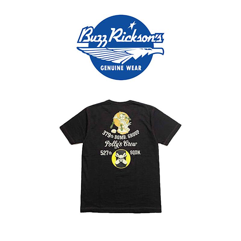 【 BUZZ RICKSON\u0027S / BR79731 】 【 バズリクソンズ / 527th BOMB.SQ. 】 メンズ プルオーバー トップス 黒いこと 半袖 アメカジ レトロ