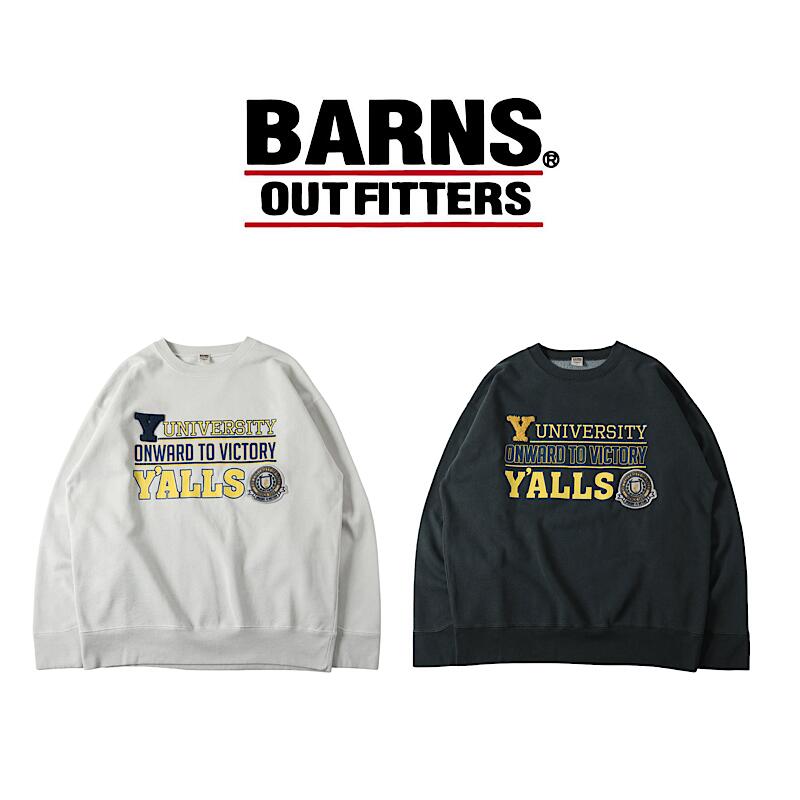 【 BARNS / BR-25462 】【 ジョージバーンズ /  Pigment Dye Athletic Crewneck Print Sweatshirt  Y\u0027ALLS  】 メンズ  流汗 アメカジ 長袖 調教師 ティーシャツ