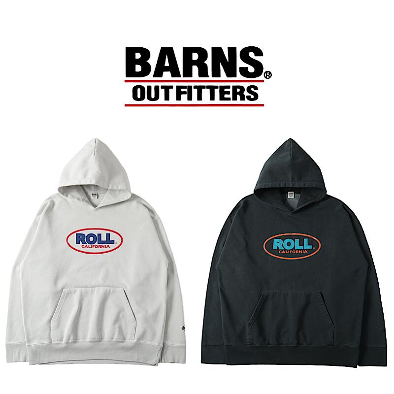 【 BARNS / BR-25466 】【 ジョージバーンズ /  Pigment Dye Athletic Print Hoodie  ROLL 】 メンズ  パーカー 汗水 アメカジ 長袖 調教師 ティーシャツ