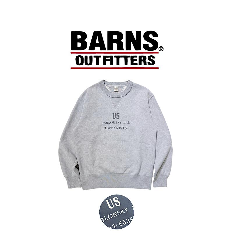 【 BARNS / BR-25385 】【 ジョージバーンズ / 【 30/7 COZUN DOUBLE V-GUSSET SWEAT - JABLONSKY J.J. 】 メンズ  汗水 アメカジ 長袖 調教師 ティーシャツ
