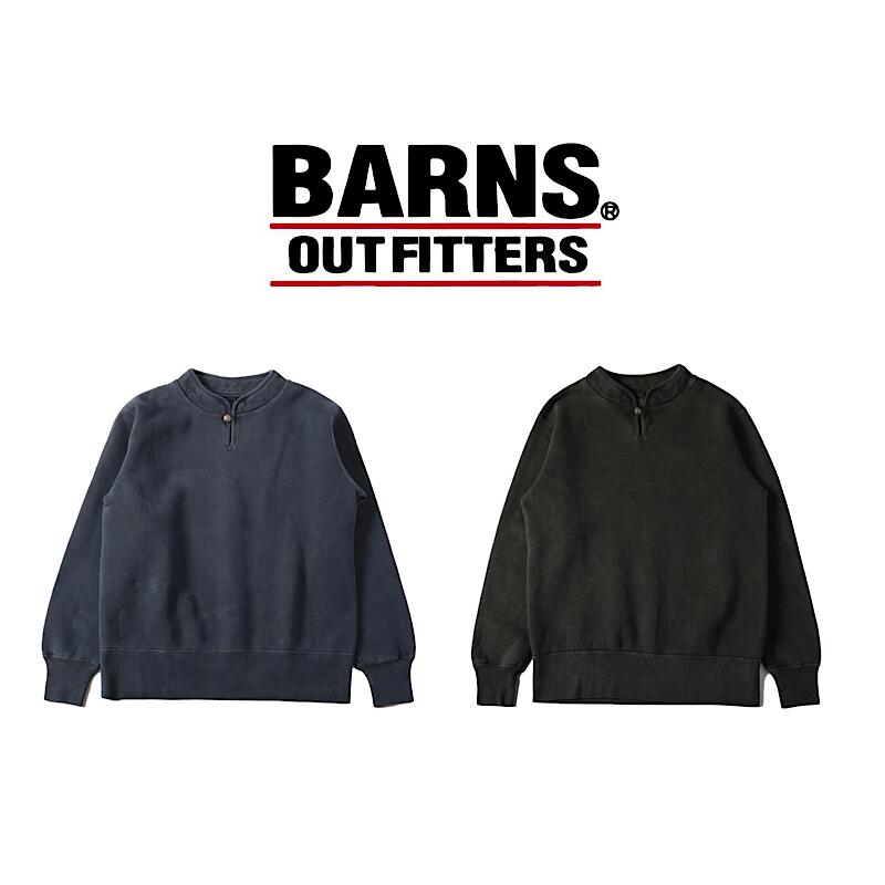 【 BARNS / BR-3022PGBW 】【 ジョージバーンズ / COZUNピグメントコンチョスウェット 】 メンズ  流汗 アメカジ 長袖 調教師 ティーシャツ BUTTON WORKS
