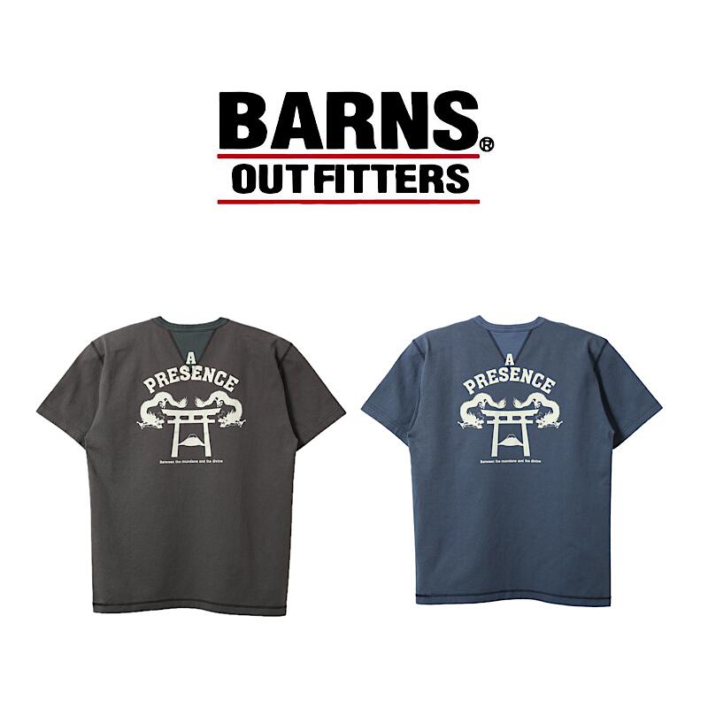 【 BARNS / BR-26220 】【 バーンズ / "COZUN" Double V-Gusset S/S Print T-shirt Between Two World 】 メンズ Tシャツ シンプル カジュアル 日本製｜GARO1959