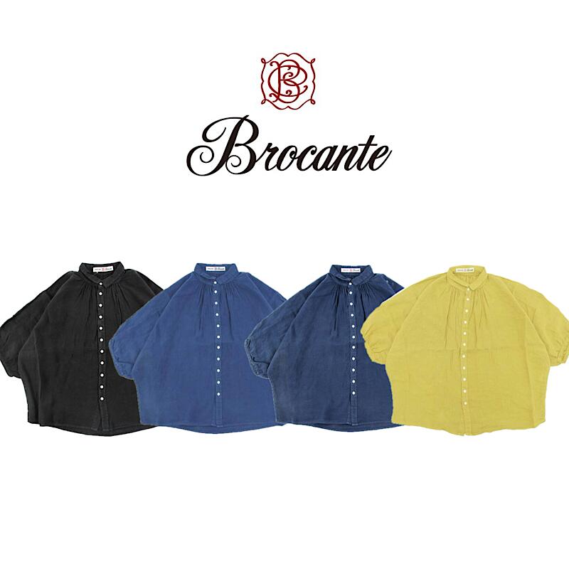 【 Brocante / 36-0260L 】【 ブロカント / リネン キャンバス グラン シャツ 】 レディース シャツ 7分袖 ドルマン ドロップショルダー 麻100％ 日本製