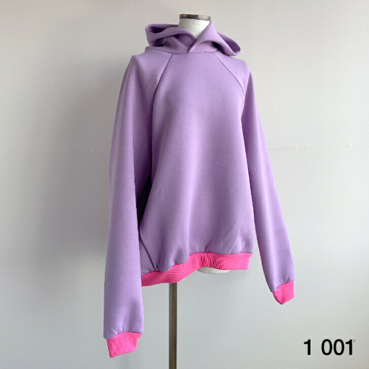 1 001 【HOODIE】 オーバーサイズフーディ大きめサイズのパーカー コクーンシルエット ライラック ネオンピンク 春服 春トップス イチゼロゼロイチ 日本製 送料無料｜gaRon（ガロン）