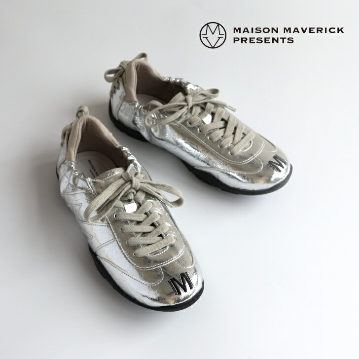 MAISON MAVERICK PRESENTS 【Ballerina Track Sneakers】 メゾンマヴェリックプレゼンツ バレリーナトラックスニーカー 木目細かシューズ メタリックスニーカー 女子らしいなスニーカー レディースシューズ 今めかしい