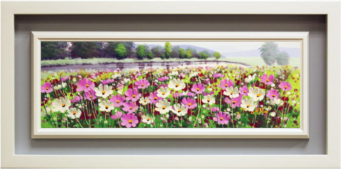 大野純一 「 コスモス畑 」 油絵 油彩画 WSM ダブルサムホール