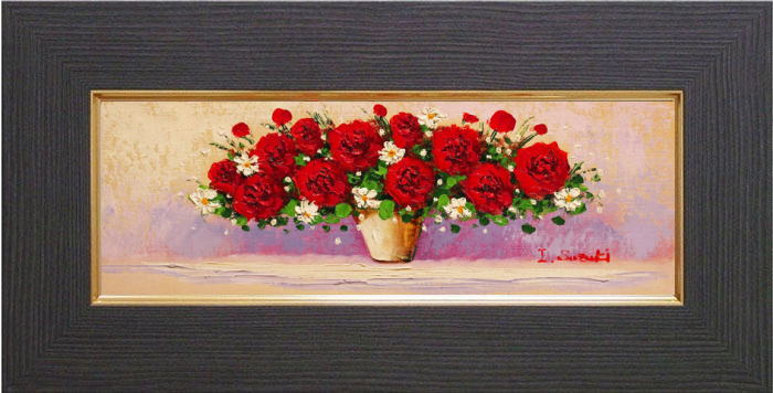 楽天市場】油彩画 鈴木 郁夫「赤バラ」F4号 真筆 額付き 新品