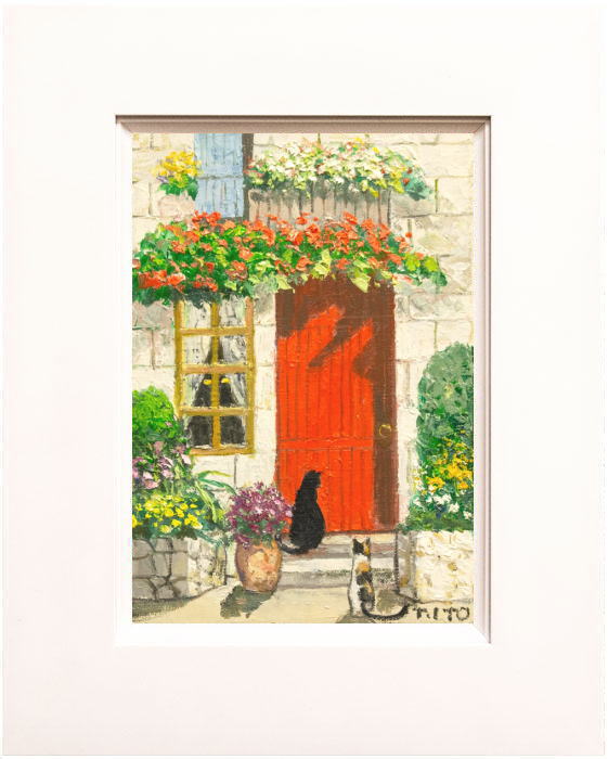 楽天市場】絵画 油絵F4 赤い扉とネコ 伊藤拓実画【当日出荷可能