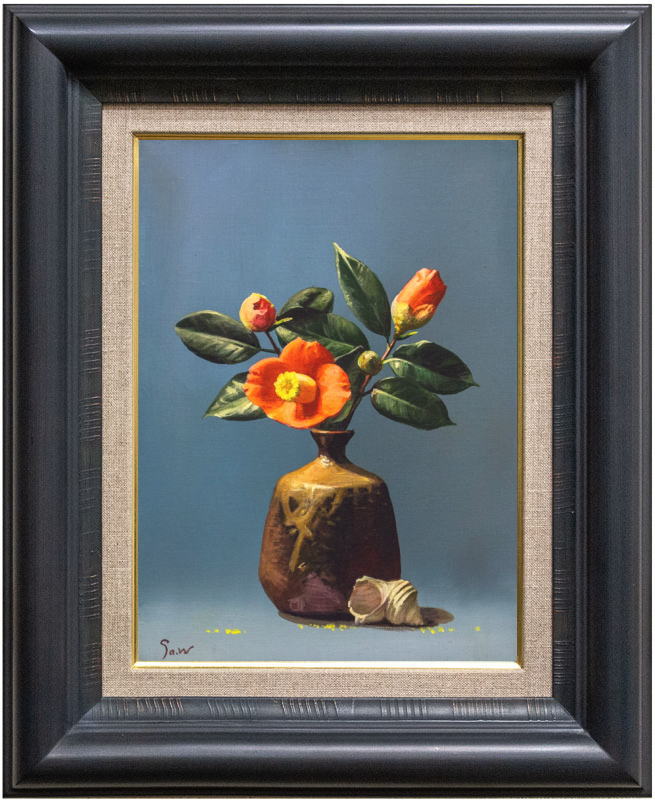 油絵 画家 ( 渡辺やすし )  赤い花 油絵 画家 ( 渡辺やすし ) 赤い花