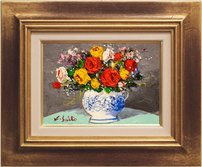 楽天市場】日野 皖 「 薔薇 」 油絵 ・ 油彩画 F4 ( 4号