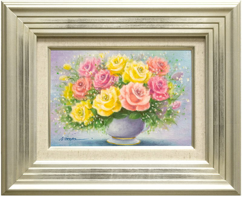 油彩画 花束 画家haru 油彩画☆F6号☆薔薇☆ 真作、原画、一点物。 - メルカリ