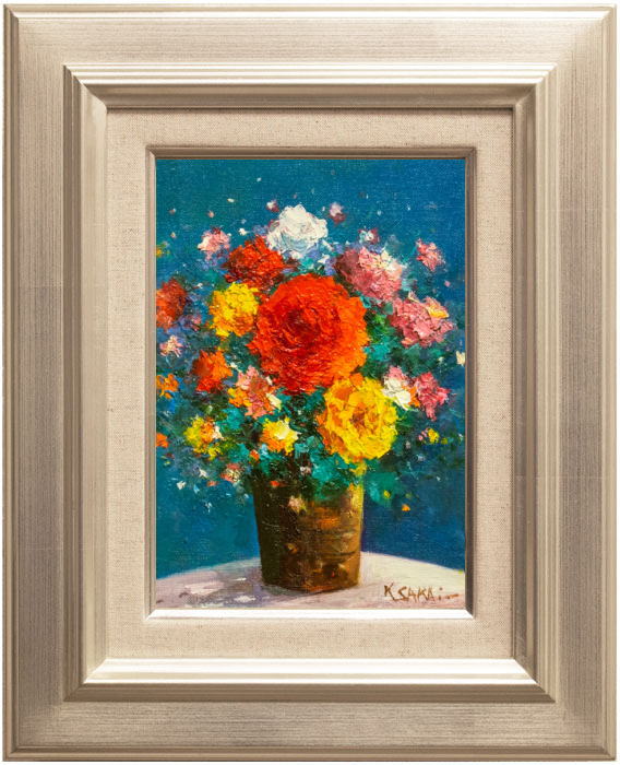 立川広己　ＳＭキャンバス画　肉筆　油彩　絵画　ミモザ　美術品　高級額縁　静物画 立川広己 SMキャンバス画 肉筆 油彩 絵画 ミモザ 美術品 高級